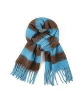Striped Winter Scarf in Brown & Blue